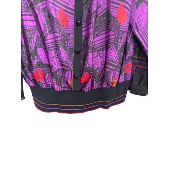 Andrea Gayle VINTAGE 80s Abstract Purple Black Midi Pleated Skirt Blouse Size 14 - Picture 9 of 16